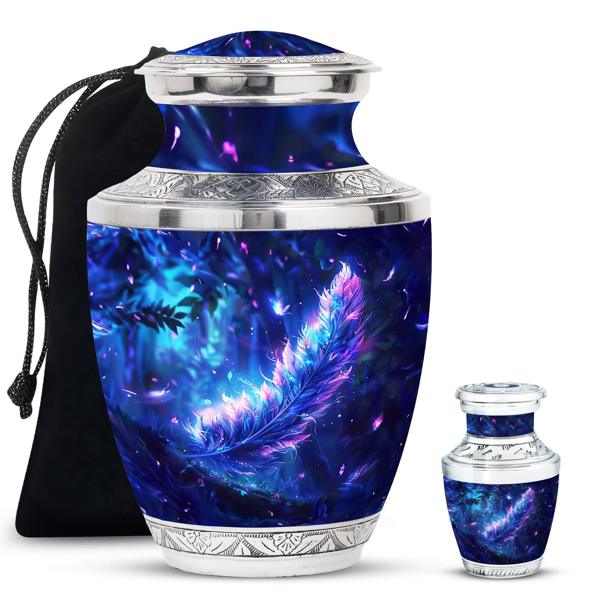 Feather Decorative Memorial Urns - Large Funeral Urn For Women