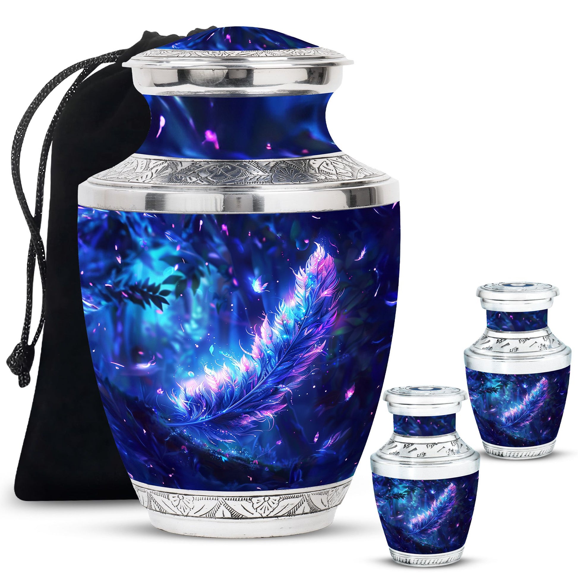 Feather Decorative Memorial Urns - Large Funeral Urn For Women