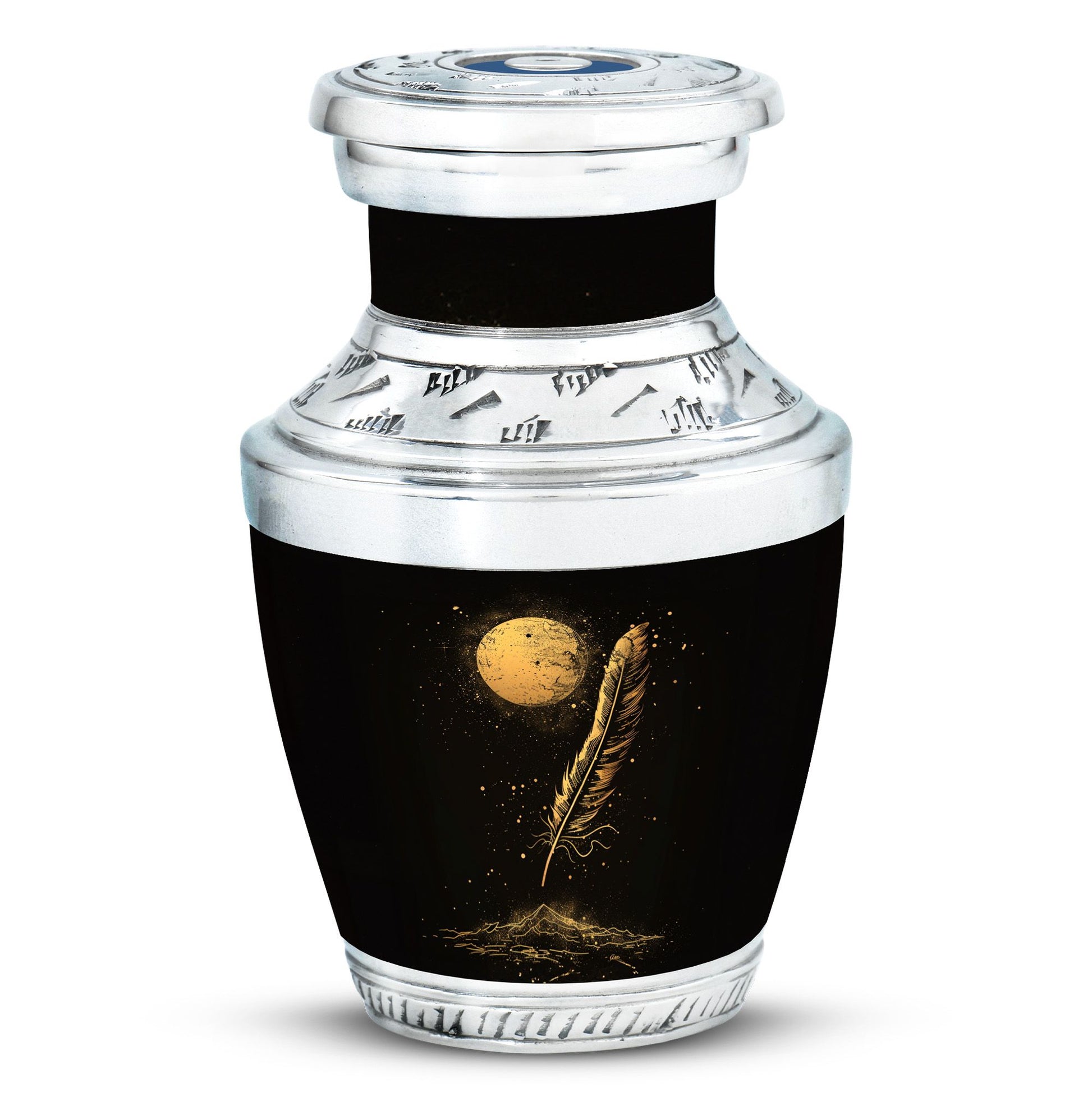 Black Moon Feather Decorative Urns - Cremation Urns For Human Ashes