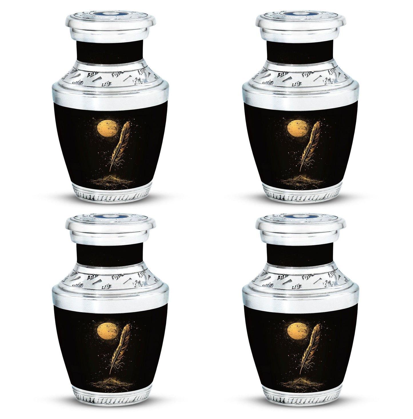Black Personalized Galaxy Cremation Urn for Human Ashes - 10-inch, 200 cu in - Yatskia