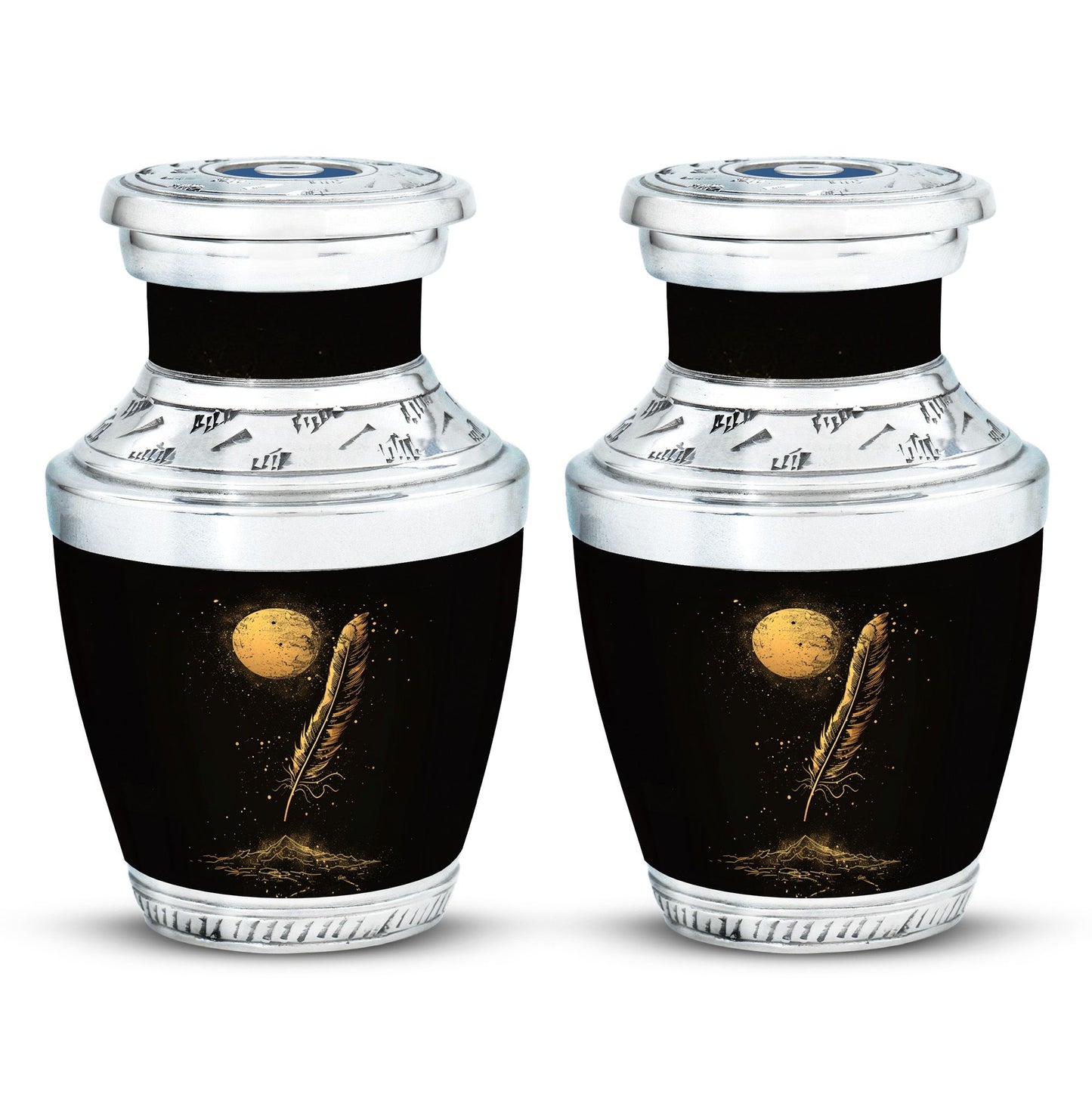 Black Personalized Galaxy Cremation Urn for Human Ashes - 10-inch, 200 cu in - Yatskia