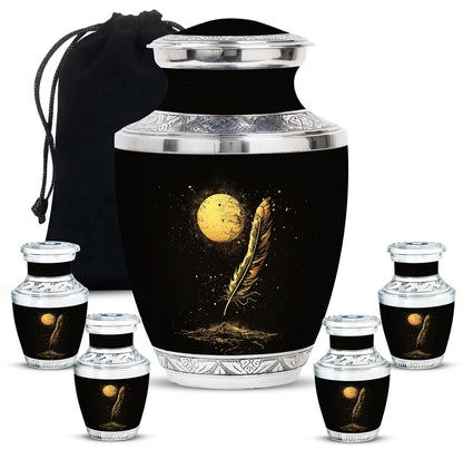 Black Personalized Galaxy Cremation Urn for Human Ashes - 10-inch, 200 cu in - Yatskia