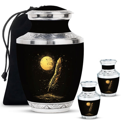 Black Personalized Galaxy Cremation Urn for Human Ashes - 10-inch, 200 cu in - Yatskia