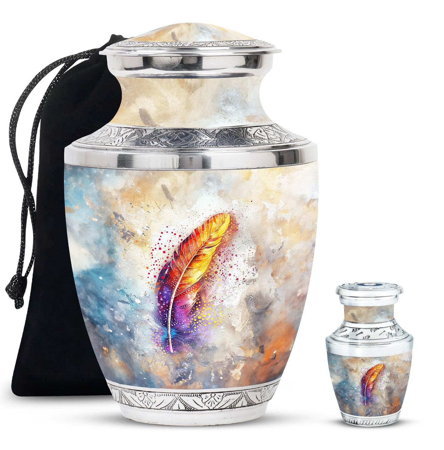 Personalized Feather Memorial Urn for Human Ashes - 10-inch, 200 cu in - Yatskia
