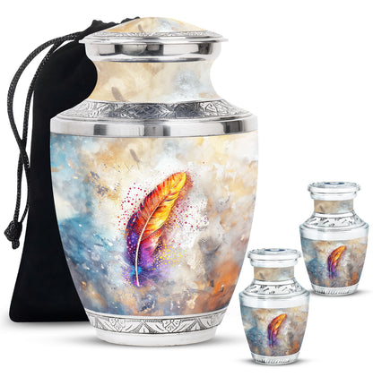 Personalized Feather Memorial Urn for Human Ashes - 10-inch, 200 cu in - Yatskia
