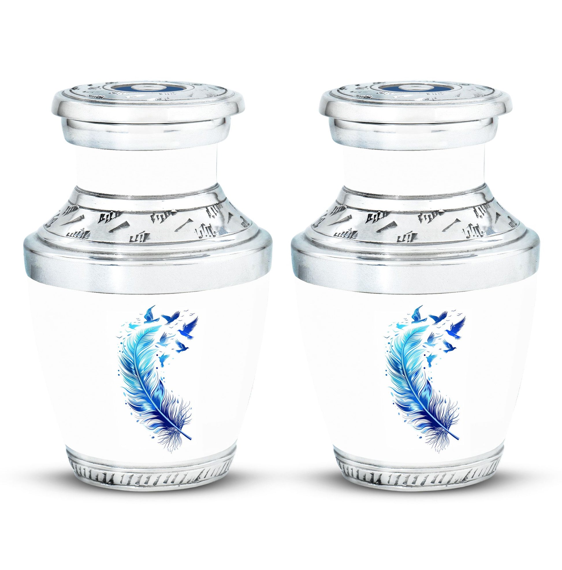 Feather Blue Flying Bird Cremation Urns - Memorial Urn For Women Ashes