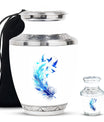 Feather Blue Flying Bird Cremation Urns - Memorial Urn For Women Ashes