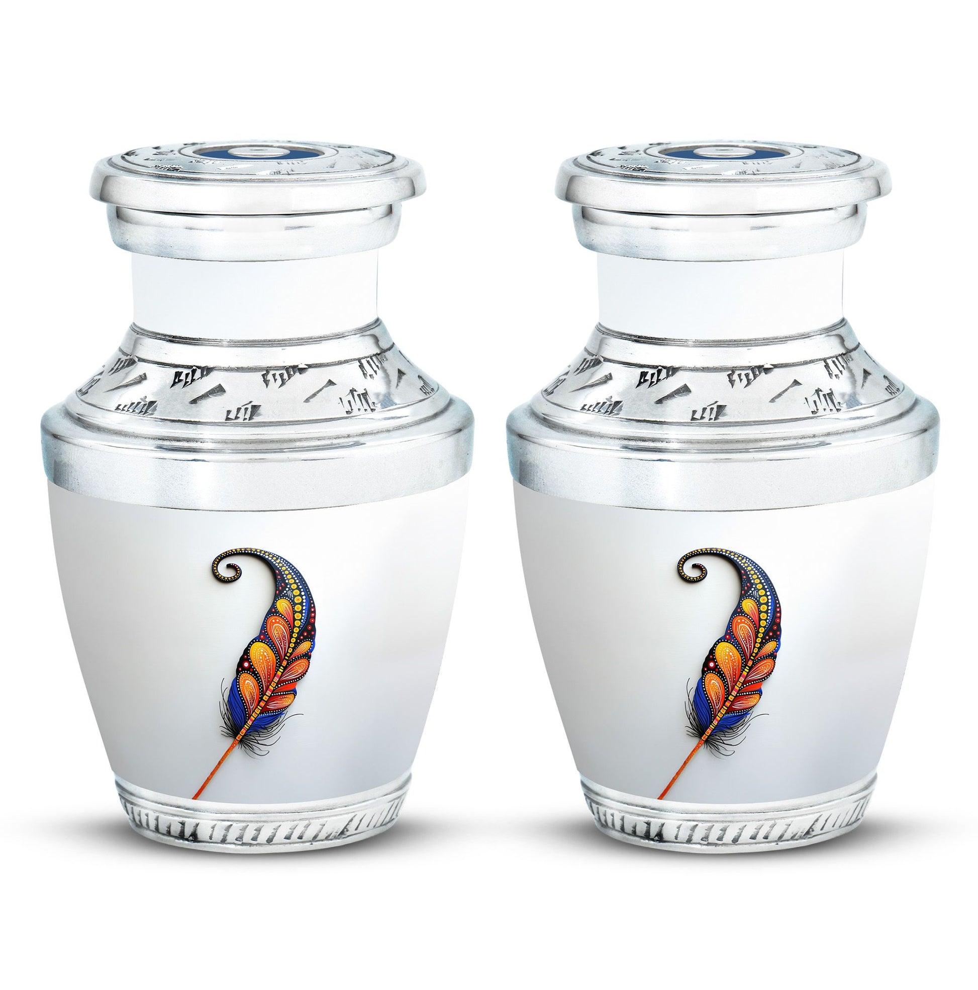 White Feather Urn For Human Ashes - Urn For Female