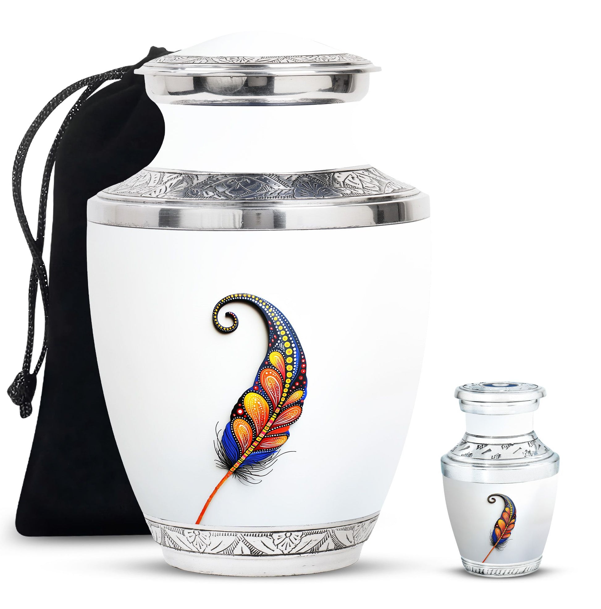 White Feather Urn For Human Ashes - Urn For Female