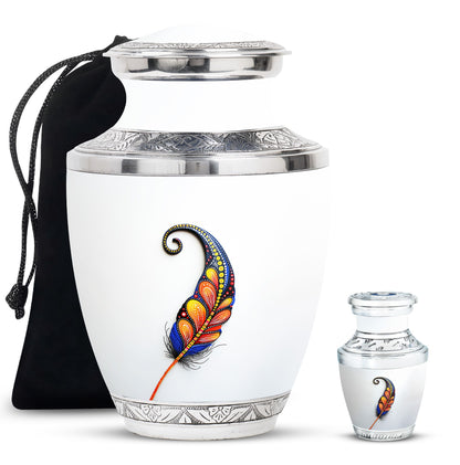 White Personalized White Cremation Urn for Human Ashes - 10-inch, 200 cu in - Yatskia