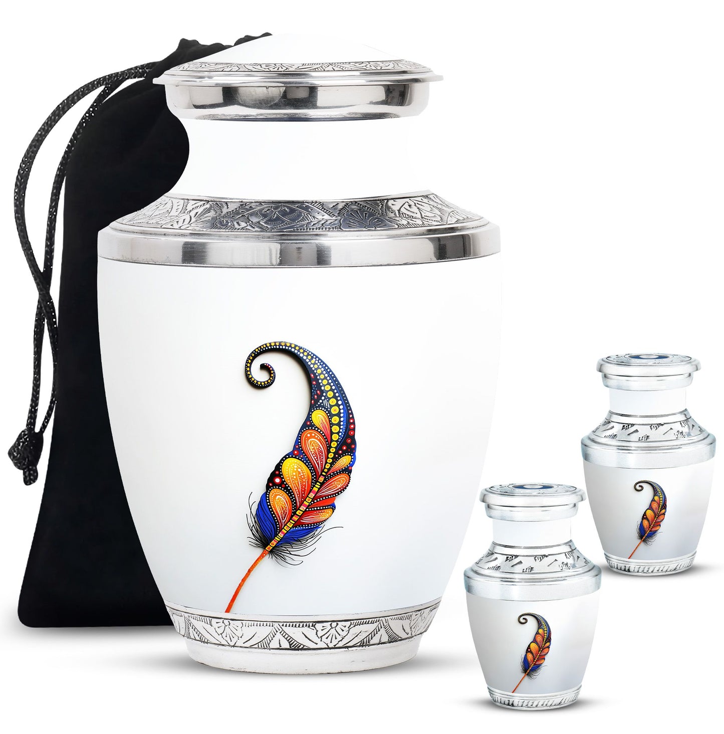 White Personalized White Cremation Urn for Human Ashes - 10-inch, 200 cu in - Yatskia