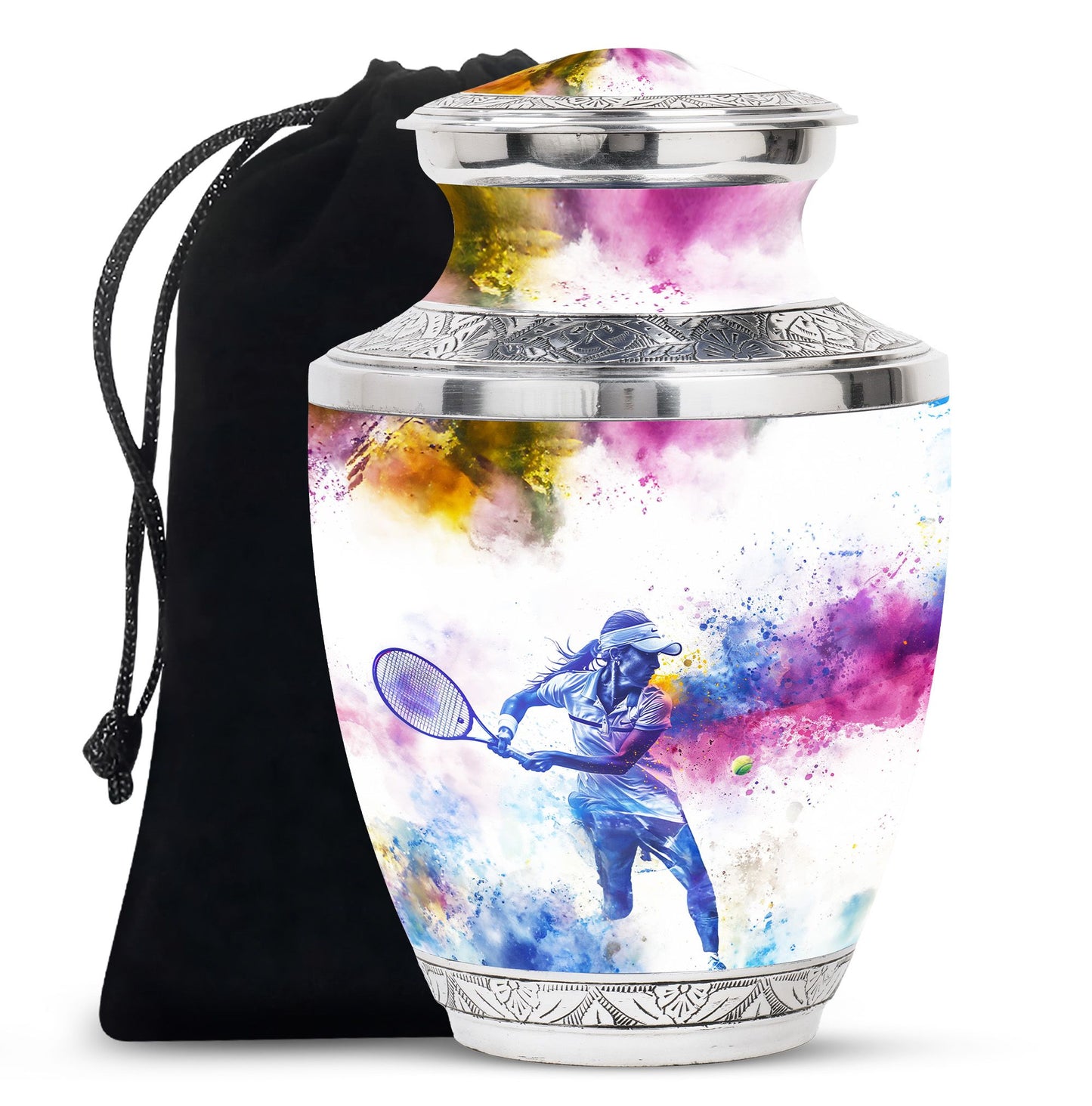 Personalized Tennis Cremation Urn for Human Ashes - 10-inch, 200 cu in - Yatskia