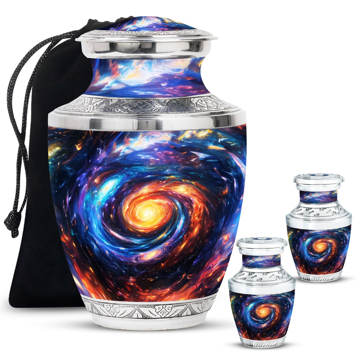 Galaxy Theme Large Urn With 2 Keepsake Urn