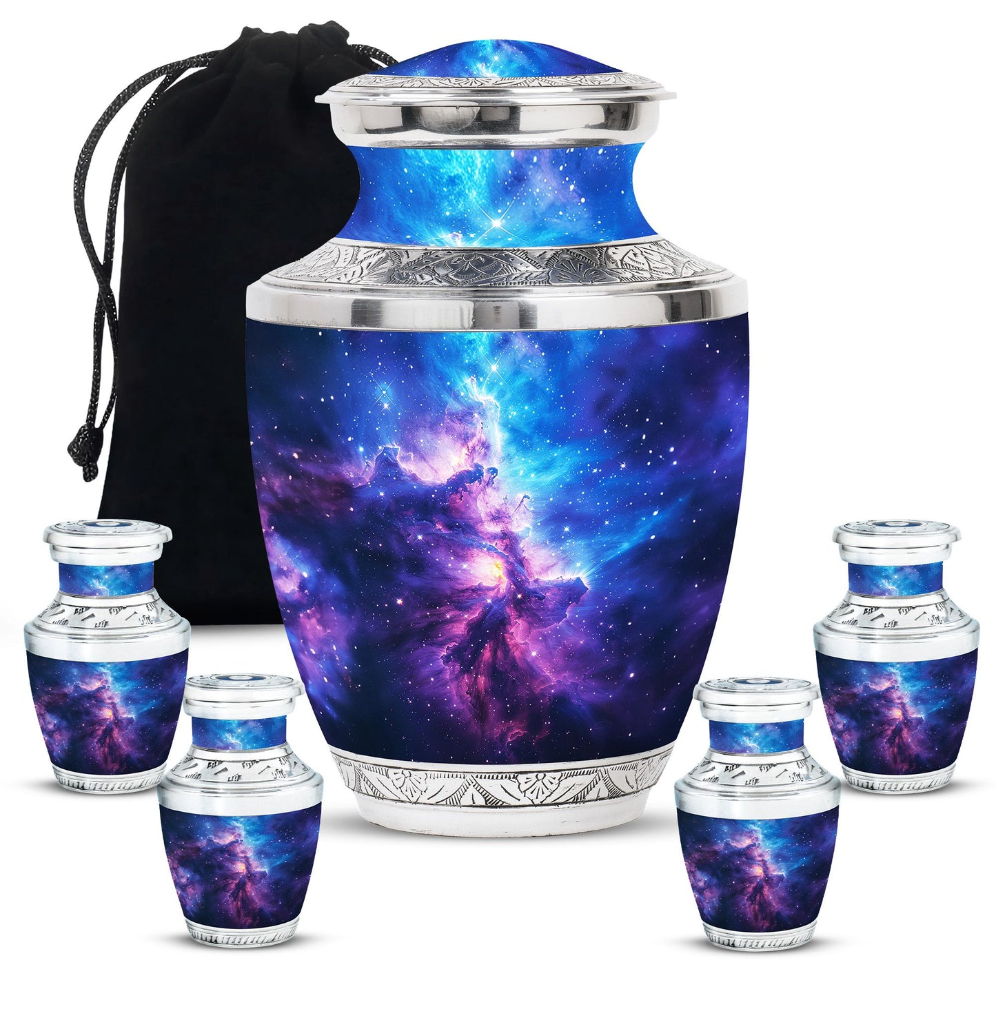 Galaxy Theme Large Urn With 4 Keepsake Urn