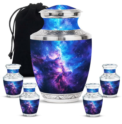 Galaxy Theme Large Urn With 4 Keepsake Urn