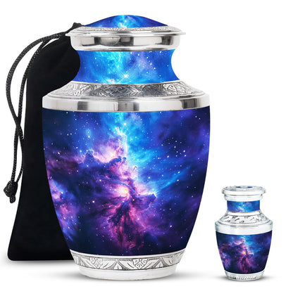 Galaxy Theme Large Urn With 1 Keepsake Urn