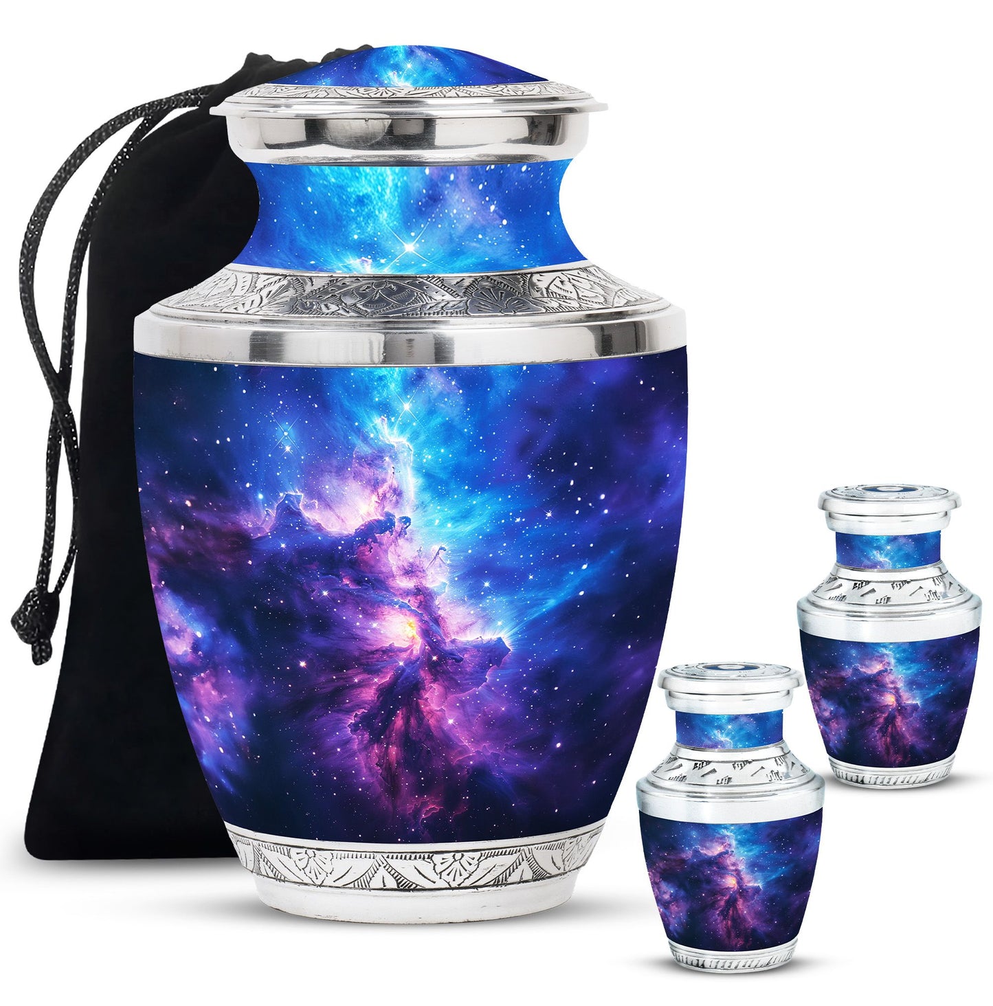 Galaxy Theme Large Urn With 2 Keepsake Urn