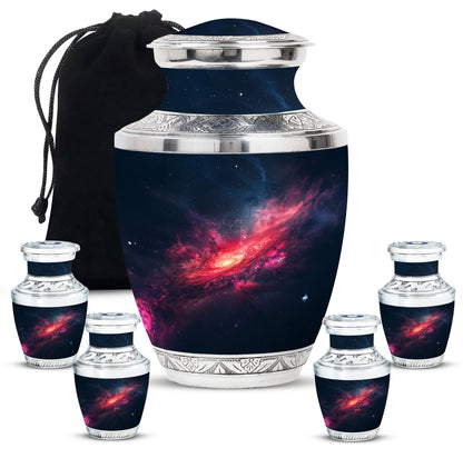 Galaxy Theme Large Urn With 4 Keepsake Urn