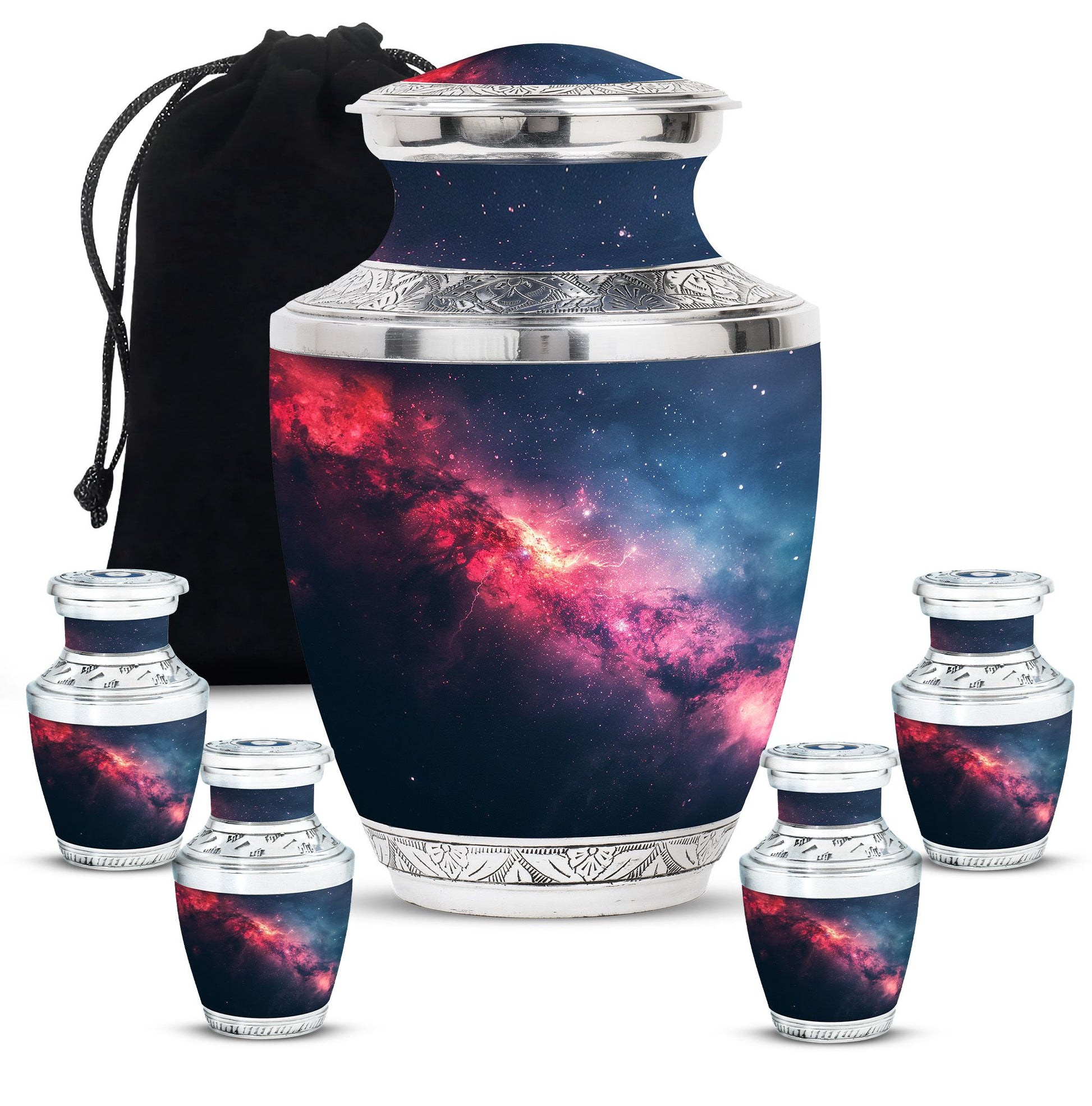 Galaxy Theme Large Urn With 4 Keepsake Urn