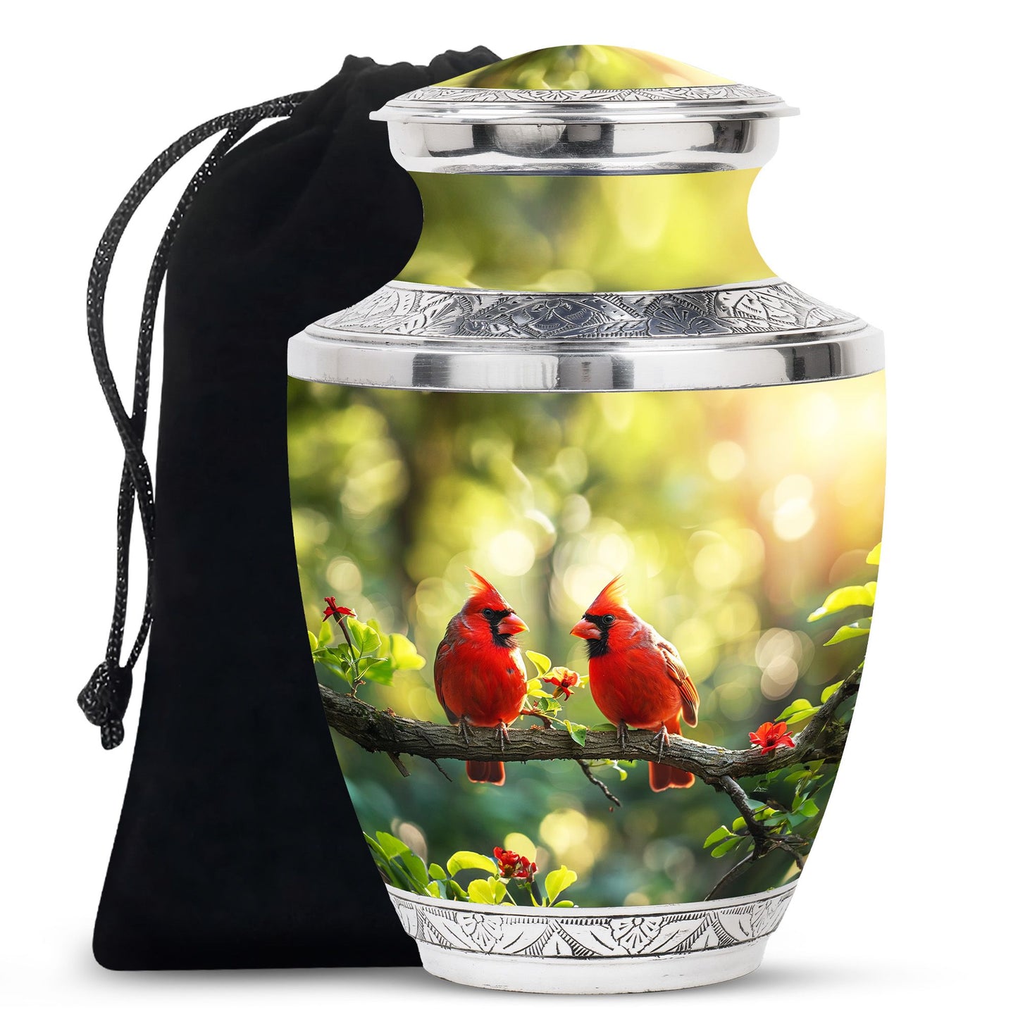 Cardinal Bird Theme Large Urn 10 Inch