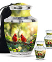 Cardinal Bird Theme Large Urn With 2 Keepsake Urn