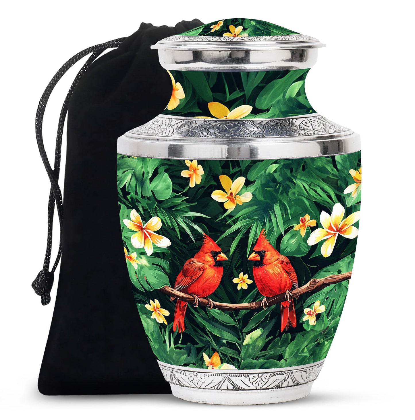 Cardinal Bird Theme Large Urn 10 Inch
