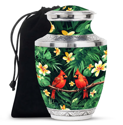 Cardinal Bird Theme Large Urn 10 Inch