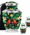 Cardinal Bird Theme Large Urn With 2 Keepsake Urn