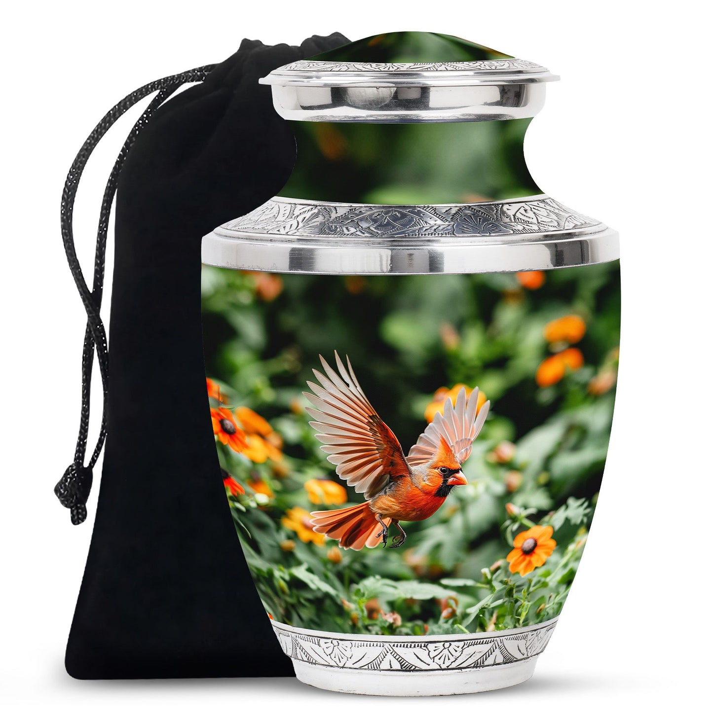Cardinal Bird Theme Large Urn 10 Inch