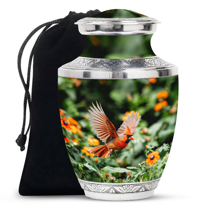 Cardinal Bird Theme Large Urn 10 Inch