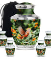 Cardinal Bird Theme Large Urn With 4 Keepsake Urn