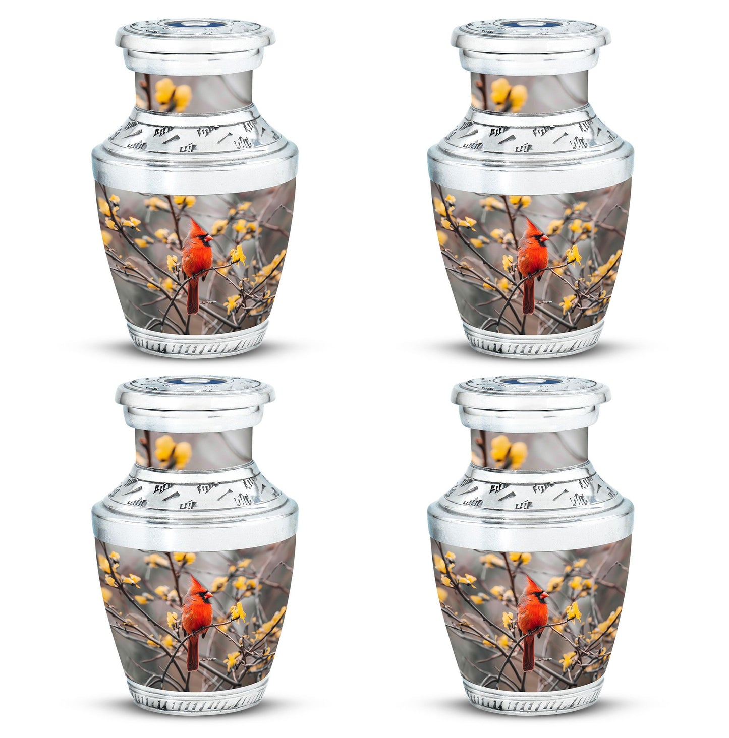 Cardinal Bird Theme 3 Inch Keepsake Pack of 4