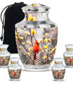 Cardinal Bird Theme Large Urn With 4 Keepsake Urn