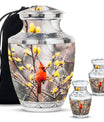 Cardinal Bird Theme Large Urn With 2 Keepsake Urn