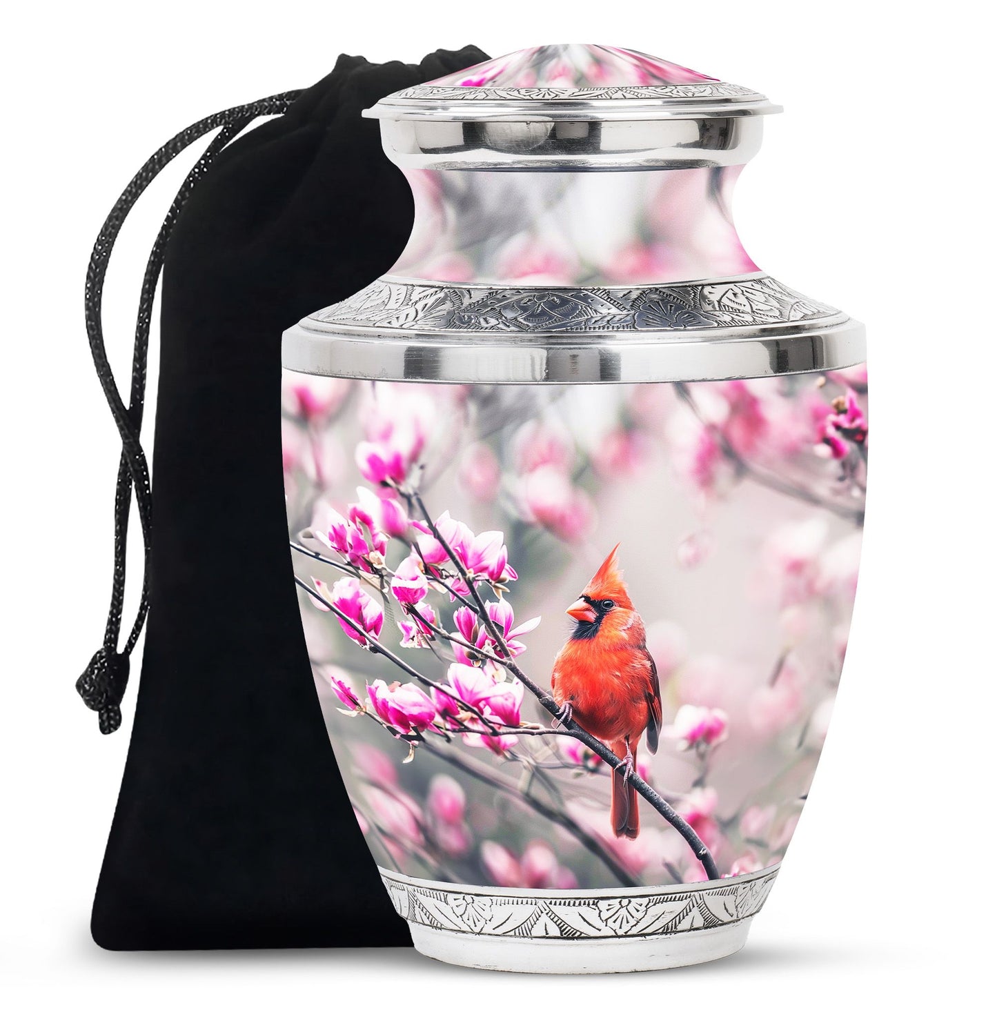 Cardinal Bird Theme Large Urn 10 Inch