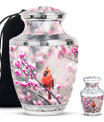 Cardinal Bird Theme Large Urn With 1 Keepsake Urn