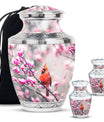 Cardinal Bird Theme Large Urn With 2 Keepsake Urn