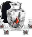Cardinal Bird Theme Large Urn With 4 Keepsake Urn