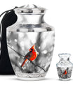 Cardinal Bird Theme Large Urn With 1 Keepsake Urn