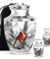 Cardinal Bird Theme Large Urn With 2 Keepsake Urn