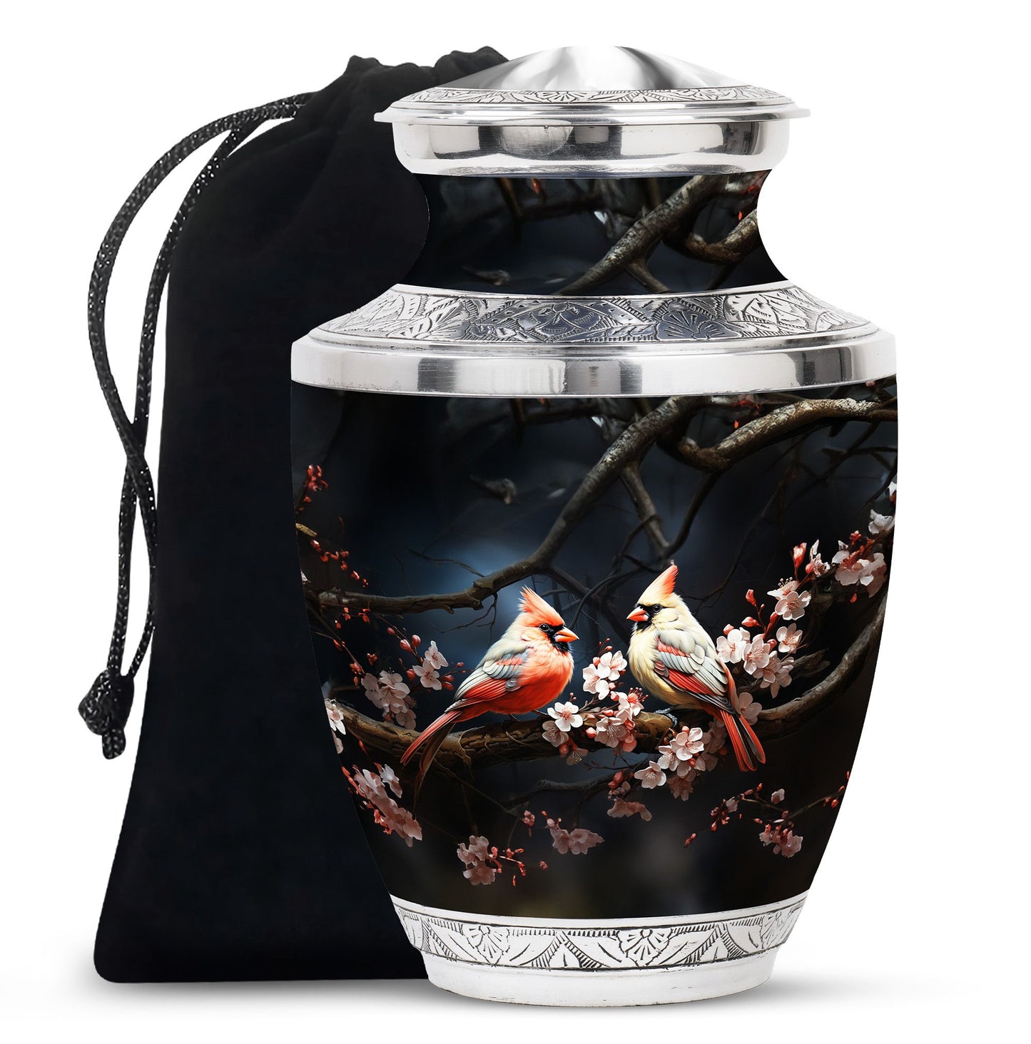 Cardinal Bird Theme Large Urn 10 Inch