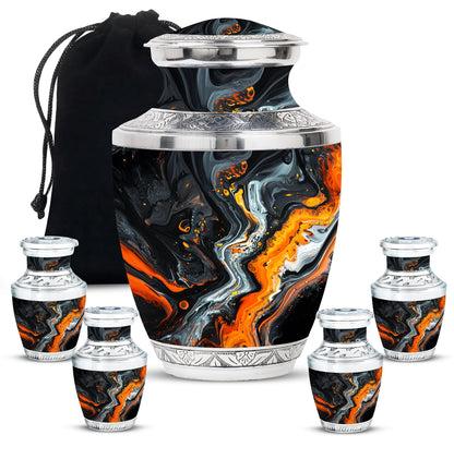 Abstract Theme Large Urn With 4 Keepsake Urn