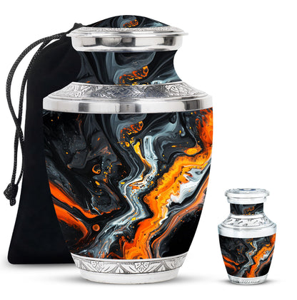 Abstract Theme Large Urn With 1 Keepsake Urn