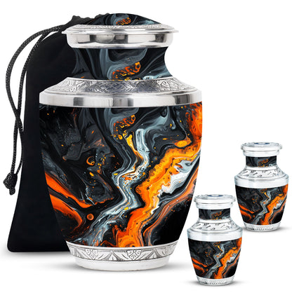 Abstract Theme Large Urn With 2 Keepsake Urn