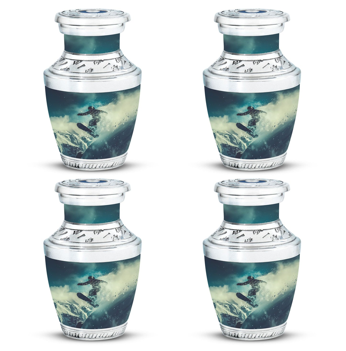 Snowboarding Theme 3 Inch Keepsake Pack of 4