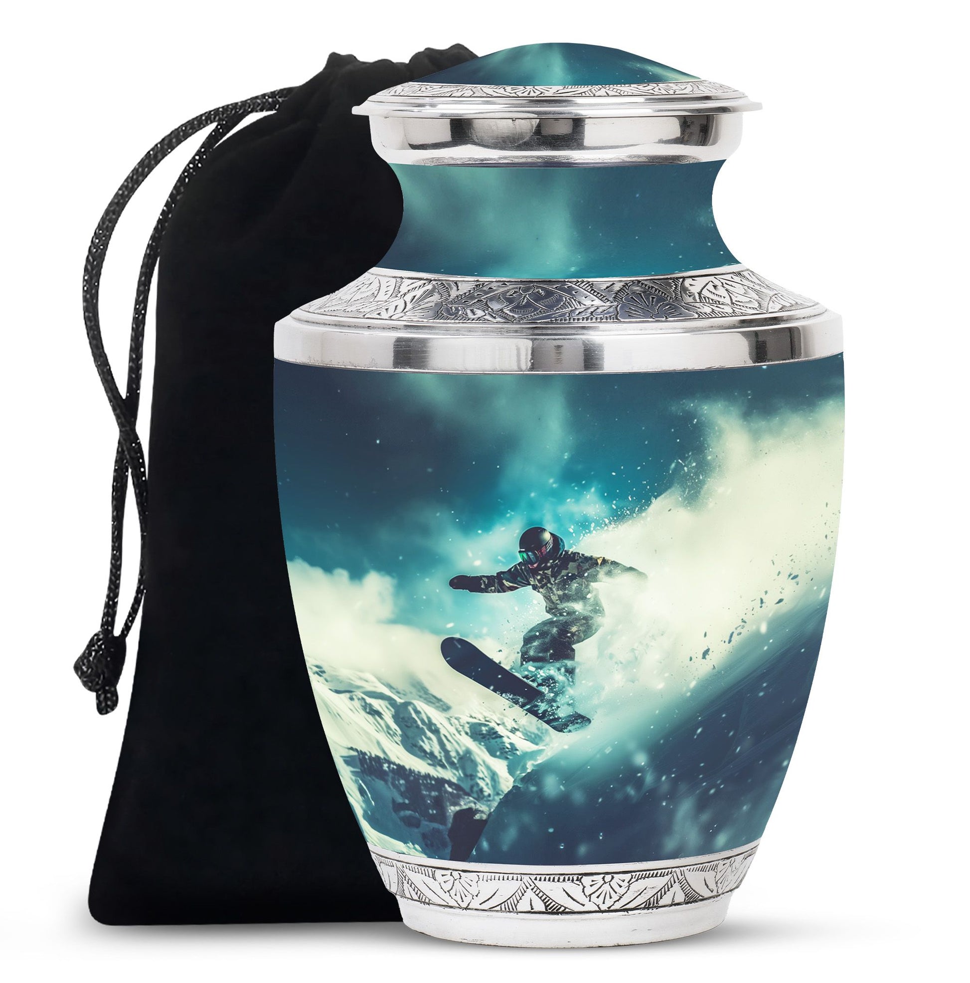 Snowboarding Theme Large Urn 10 Inch