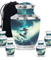 Snowboarding Theme Large Urn With 4 Keepsake Urn