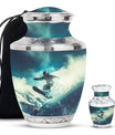 Snowboarding Theme Large Urn With 1 Keepsake Urn