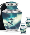 Snowboarding Theme Large Urn With 2 Keepsake Urn