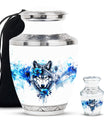 Wolf Theme Large Urn With 1 Keepsake Urn